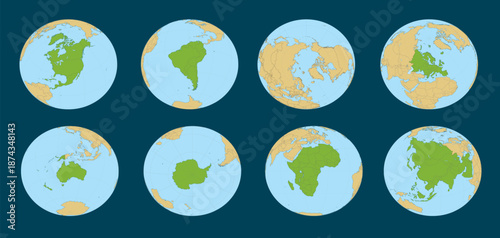 globe continent vectors