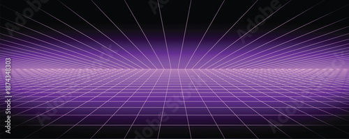  glowing neon purple wireframe background shining checkered