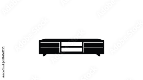 Simple modern TV stand in black silhouette