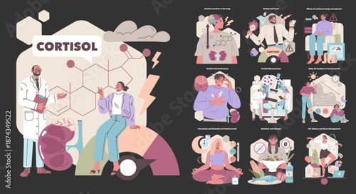 Understanding Cortisol Effects and Management Vector Illustration