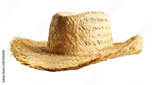 Straw cowboy hat, isolated on white background.