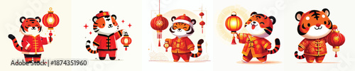 vector character tiger dressed in Chinese New Year