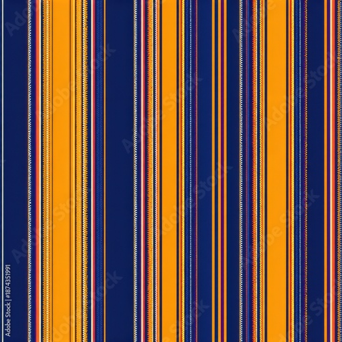Vibrant Blue and Orange Striped Pattern Textile Background Design.