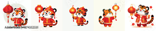 vector character tiger dressed in Chinese New Year