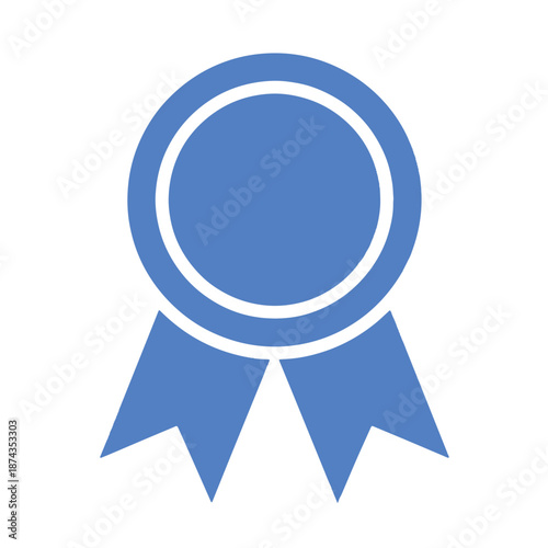 Blue ribbon badge with white border and two hanging ribbons