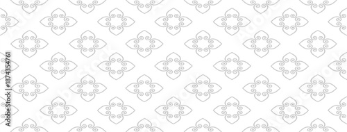 Abstract seamless pattern. Arabic line ornament with geometric shapes. Linear floral ornamental texture. Artistic backdrop in arab orient textile style.