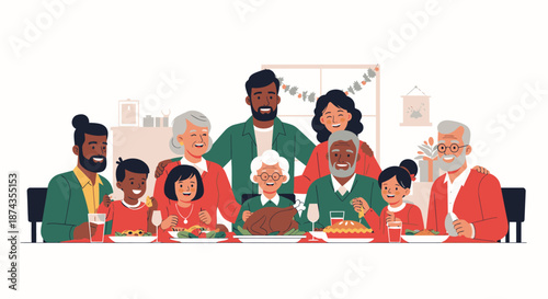 Family Gathering Around the Dinner Table.