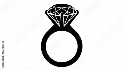 Black Silhouette of a Diamond Engagement Ring.