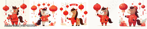 vector character horse dressed in Chinese New Year