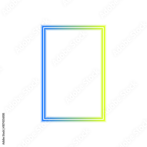 Photos Double neon rectangle frame isolated on transparent background