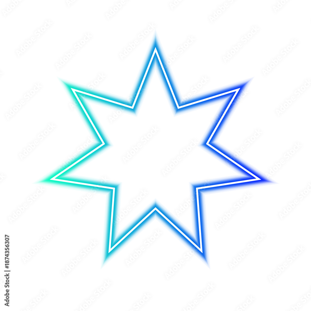 Obraz premium Glowing blue star shape isolated on transparent background