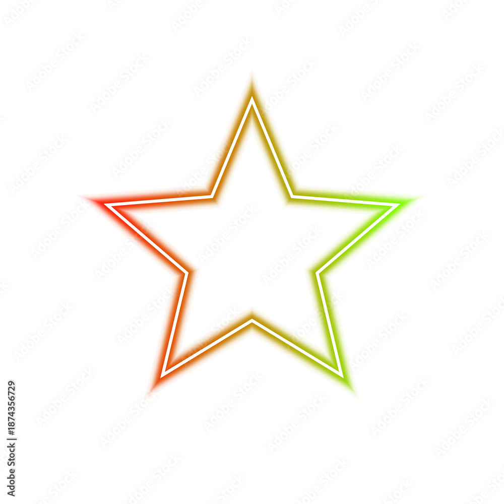 Obraz premium Rainbow neon star icon isolated on transparent background