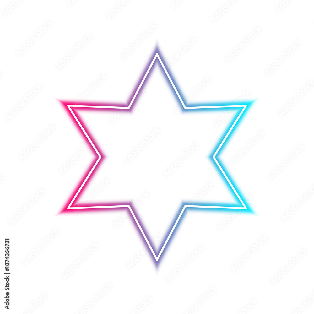 Obraz premium Glowing six-pointed star icon isolated on transparent background