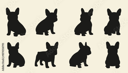 Foto french bulldog silhouette set black dog icons