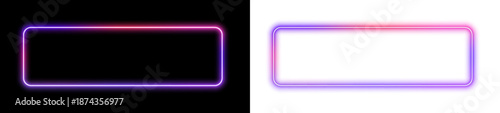 Gradient square, rectangle frame with electric LED light and glowing borders. Futuristic box design features precise line structure in PNG. Neon is included once for emphasis.