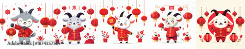 vector character goat dressed in Chinese New Year