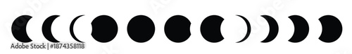 full moon eclipse concept illustration set of moon phases
