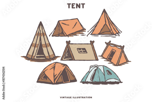 vintage tent bundle illustration