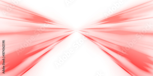 Glowing red neon laser lines twist along city streets. Light trail waves, motion swirls, and energy lines highlight dynamic traffic flow and speed. Vector illustration PNG.