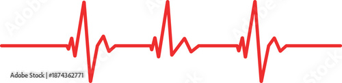 Red heartbeat line medical pulse waveform on white background