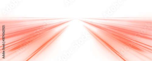 Glowing red neon laser lines flow across city highways. Light trail waves, motion swirls, and energy lines create dynamic speed and traffic movement. Vector illustration PNG.