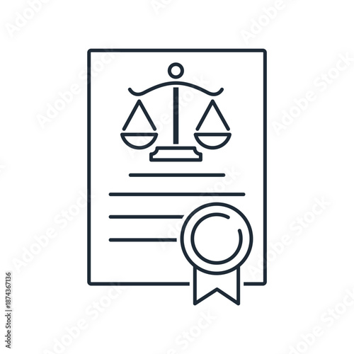 Legislator. Draft law. Legal document. Vector linear icon illustration isolated on white background.