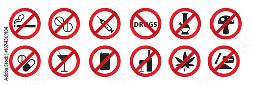 no drugs icons vector