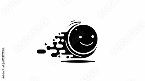 Speedy, happy smiley face icon in motion, representing fast, positive communication or delivery.