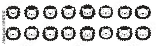  lion head icon set illustration