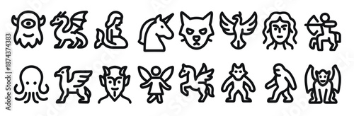  outline simple mythical creature animal sign shape icon