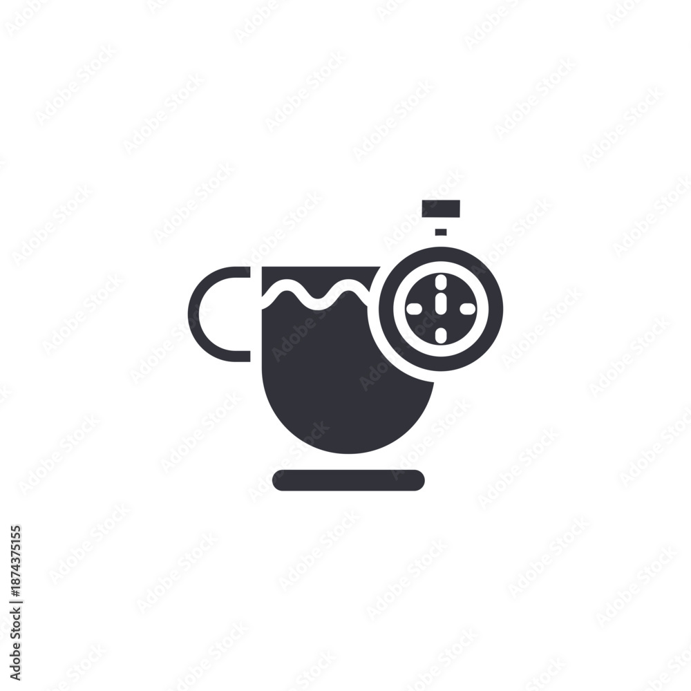 Obraz premium Tea cup with timer icon symbolizing precise brewing time control and optimal flavor extraction.