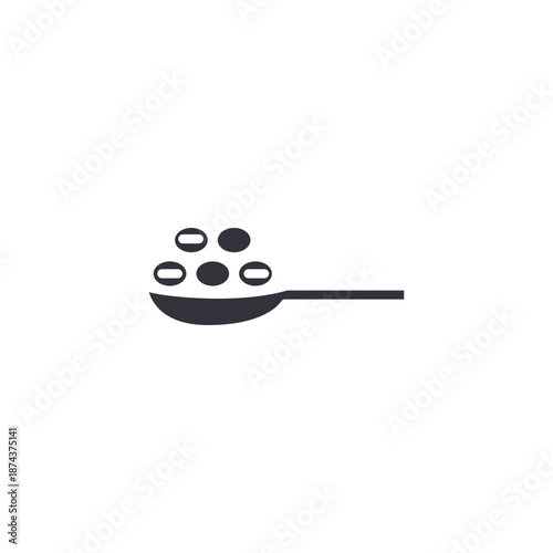 Tea leaves on spoon icon representing natural ingredients and loose herbal infusion preparation.