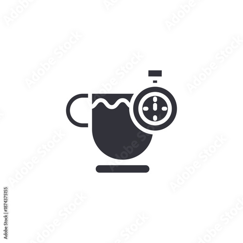 Tea cup with timer icon symbolizing precise brewing time control and optimal flavor extraction.