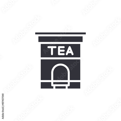 Tea shop storefront icon symbolizing Cafe business, beverage retail service, and hospitality industry concept.