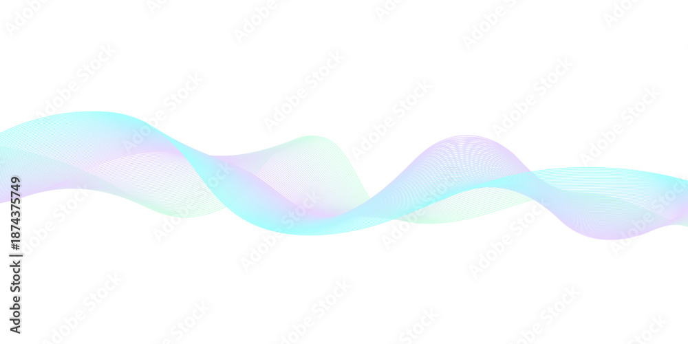Fototapeta premium Abstract pastel rainbow wavy lines on white background