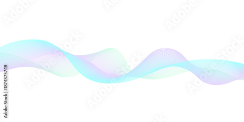 Abstract pastel rainbow wavy lines on white background
