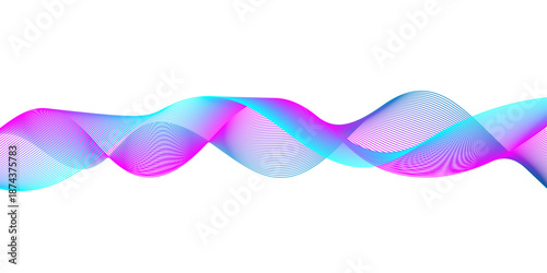 Abstract pink and blue wavy lines on white background