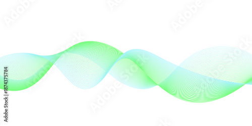Abstract green and blue wavy lines on white background
