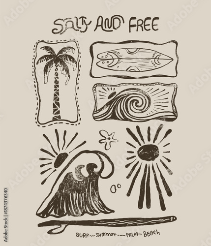Εκτύπωση καμβά Summer t-shirt design artwork