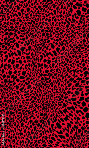 Red Leopard Print Seamless Pattern, Wild Animal Background, red abstract background
