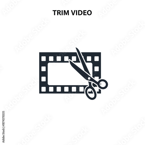 Scissors Cutting Film Strip Icon Graphic.