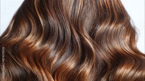 Close-up of wavy brown hair locks isolated on transparent background