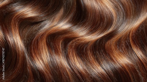 Close-up of wavy brown hair strands isolated on transparent background
