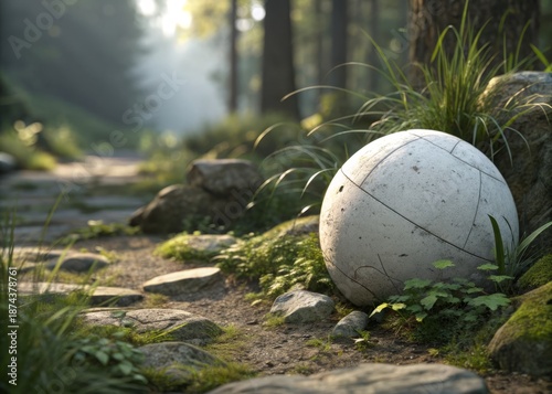 Photorealistic 3D object placed in a real-world photographic environment, matching natural lighting and depth of field