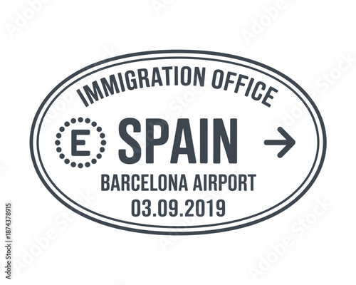 An immigration office stamp from spain barcelona airport with date information