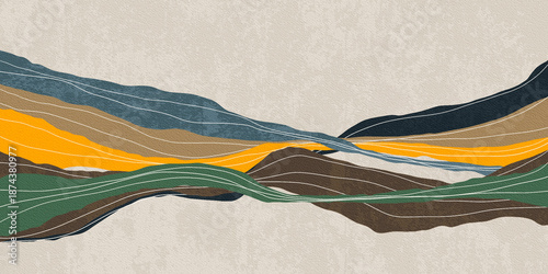 Foto Contemporary abstract painting with bold lines and geometric shapes, perfect for