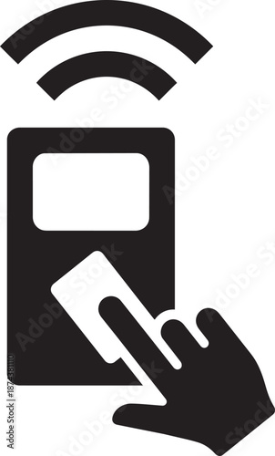 NFC access card with wifi signal and hand holding device, secure entry contactless payment technology