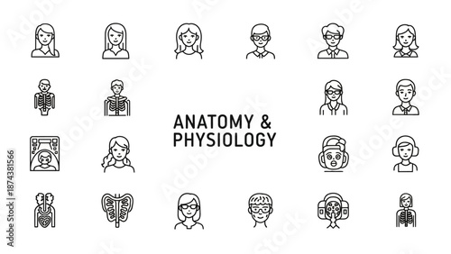 Anatomy and Physiology Icons: Human Body Organs and Medical Illustrations