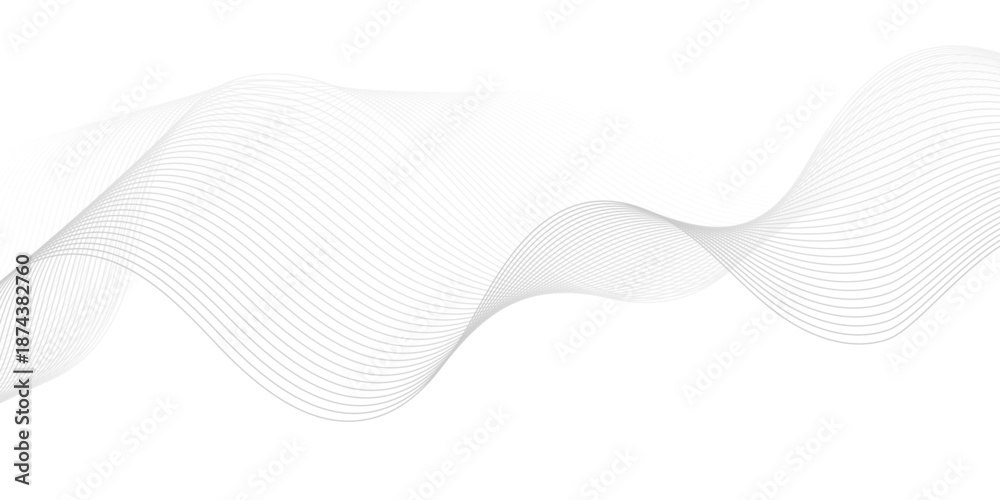Fototapeta premium Vector wave digital white and gray gradient blend futuristic technology. flow tech transparent line stripe energy connection web music and sound. beautiful dynamic smooth space texture background.