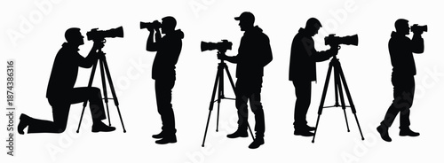  silhouettes of photographers engaged in photography using